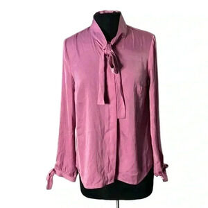 Modcloth Button Front Mauve Long Sleeve Blouse Size M